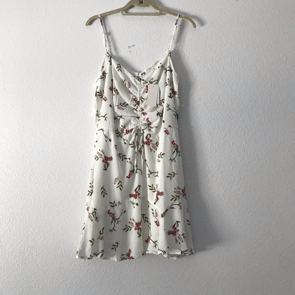 Rowa XL Floral White Summer Dress  Cute Above Knee